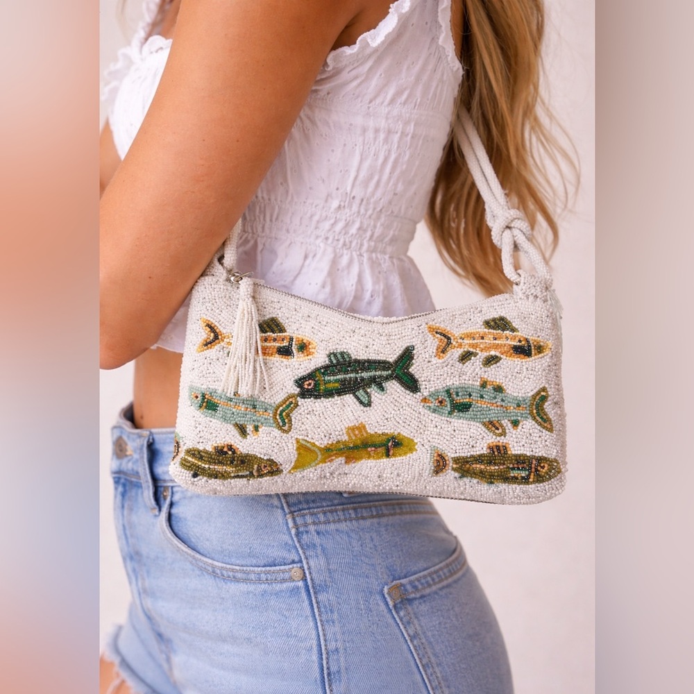 Viral Beaded Bag with Sardines Design